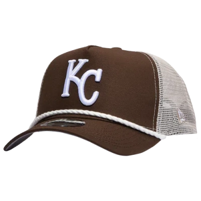 New Era Mens Kansas City Royals  Kc Royals 9forty A-frame Trucker Rope Cap In White/brown