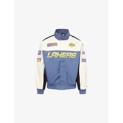 New Era Mens Multi La Lakers Embroidered-patch Cotton Jacket Xl In Blue