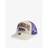 New Era Mens 9forty La Lakers Nba Script Cotton And Mesh Trucker Cap Light Beige