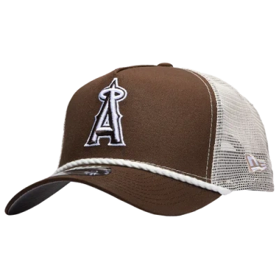 New Era Mens Los Angeles Angels  Anaheim Angels 9forty A-frame Trucker Rope Cap In Brown