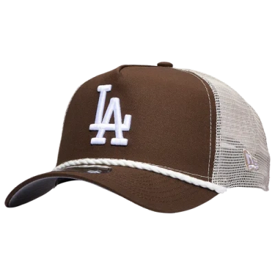 New Era Mens Los Angeles Dodgers  La Dodgers 9forty A-frame Trucker Rope Cap In White/brown