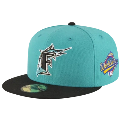 New Era Mens Miami Marlins Marlins 59fifty World Series Side Patch Cap In Green