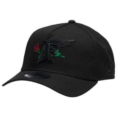 New Era Mens Miami Marlins  Marlins Bob Rose 9forty A-frame Cap In Black
