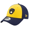 New Era Men's Gold, Navy Milwaukee Brewers Alternate The League 9forty Adjustable Hat In Navy/gold