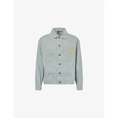 New Era Mens Multi Boxy-fit Striped Denim Jacket