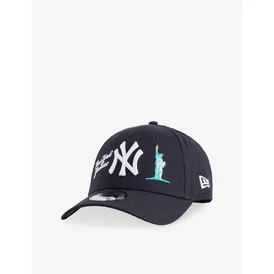 New Era Mens Navy 9forty Icon New York Yankees Cotton Baseball Cap In Black