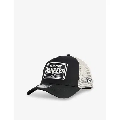 New Era Mens Black 9forty New York Yankees Mlb Patch A-frame Cotton Trucker Cap