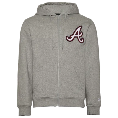 New Era Mens  Atlanta Braves Custom Full-zip Hoodie In Grey/multi