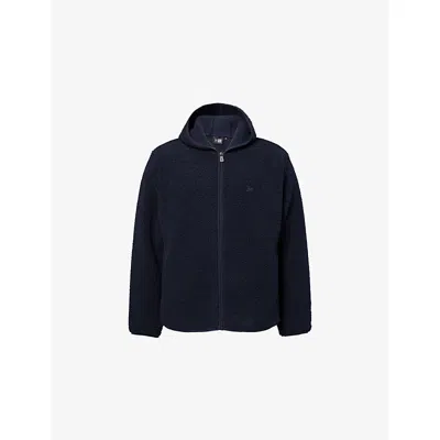 New Era Mens Navy Logo-embroidered Hooded Sherpa Jacket In Blue