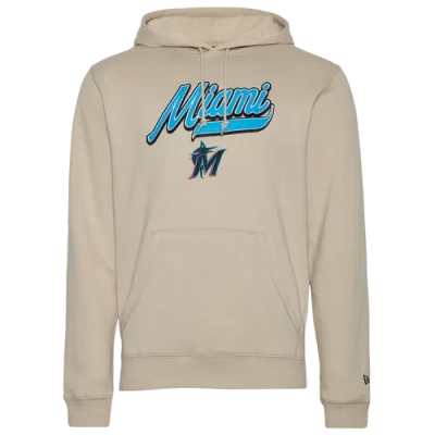 New Era Mens  Marlins Hooded Pullover In Neutral