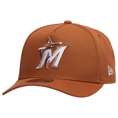 New Era Mens  Miami Marlins 9forty A-frame Cap In Orange