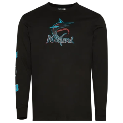 New Era Mens  Miami Marlins Custom L/s T-shirt In Black