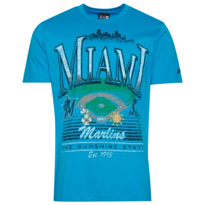 New Era Mens  Miami Marlins Custom S/s T-shirt In Blue