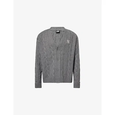 New Era Mens Grey New York Yankees Mlb Cable-knit Cardigan In Gray