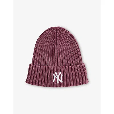 New Era Mens Dark Red New York Yankees Mlb Washed Cuff Knit Beanie Hat