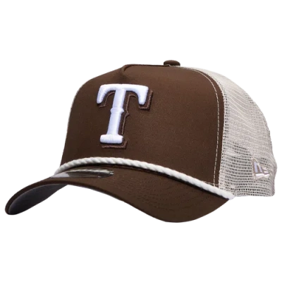 New Era Mens Texas Rangers  Texas Rangers 9forty A-frame Trucker Rope Cap In Brown