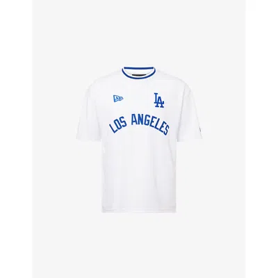 New Era Mens White La Dodgers Mlb Oversized Jersey T-shirt In Animal Print