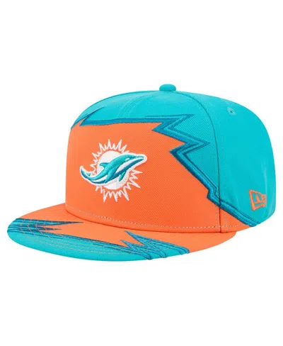 New Era Men'sâ Aqua/orange Miami Dolphins Break 59fifty Fitted Hat In Blue