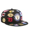 New Era Men'sâ Black Original 6 Allover Logos 9fifty Snapback Hat In Black