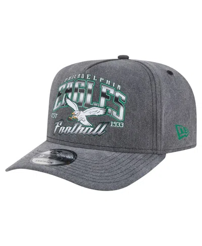 New Era Men's Black Philadelphia Eagles Throwback Washed A-frame 9fifty Snapback Hat