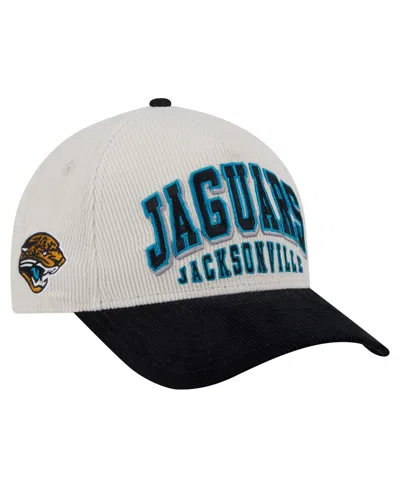 New Era Men'sâ Cream/black Jacksonville Jaguars Throwback Two-tone Sided Corduroy 9forty A-frame Adjustable  In White