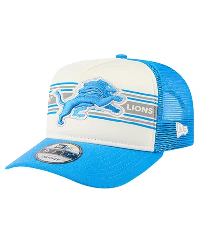 New Era Men'sâ Cream/blue Detroit Lions Banner A-frame 9fifty Trucker Snapback Hat