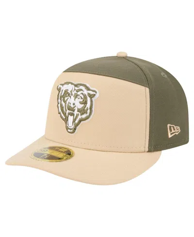 New Era Men'sâ Light Beige/olive Chicago Bears Two-tone Color Pack Split Panel 59fifty Fitted Hat In Neutral