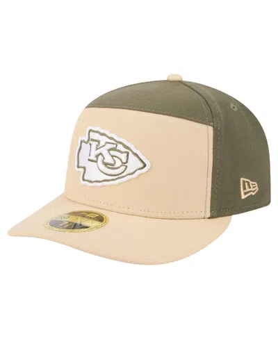New Era Men'sâ Light Beige/olive Kansas City Chiefs Two-tone Color Pack Split Panel 59fifty Fitted Hat In Neutral
