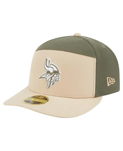 New Era Men'sâ Light Beige/olive Minnesota Vikings Two-tone Color Pack Split Panel 59fifty Fitted Hat In Green