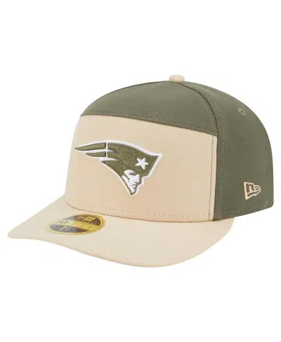 New Era Men'sâ Light Beige/olive New England Patriots Two-tone Color Pack Split Panel 59fifty Fitted Hat In Multi