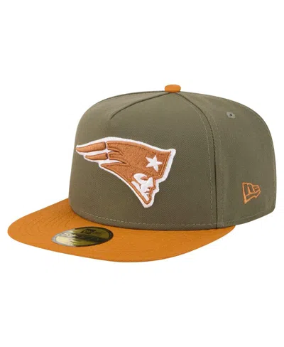 New Era Men'sâ Olive/brown New England Patriots Color Pack A-frame 59fifty Fitted Hat In Multi