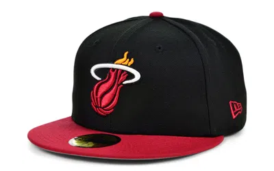 New Era Miami Heat Basic 2 Tone 59fifty Cap In Black,maroon