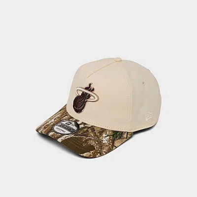 New Era Miami Heat Nba Camo 9forty A-frame Snapback Hat In Neutral