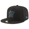 New Era Miami Marlins  Marlins 59fifty Authentic Cap In Black/carolina/pink