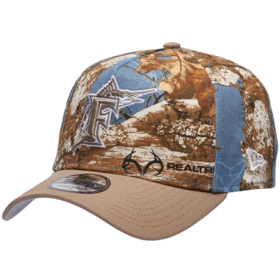 New Era Miami Marlins  Marlins 940 A-frame Realtree Cap In Brown