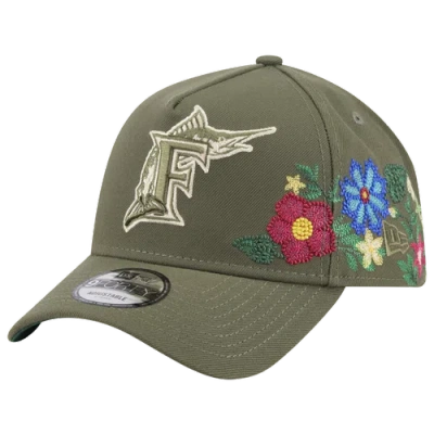New Era Miami Marlins  Marlins 9forty A-frame Floral Cap In Green