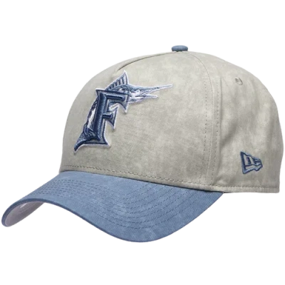 New Era Miami Marlins  Marlins 9forty A-frame Washed Cap In Gray