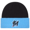 New Era Miami Marlins  Marlins Waffled Knit Hat In Black/blue