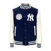 New Era Mlb Heritage Varsity Jacket Neyyan Obsidian Blue/off White Men's College Jacket In Obsidian Blue/off White