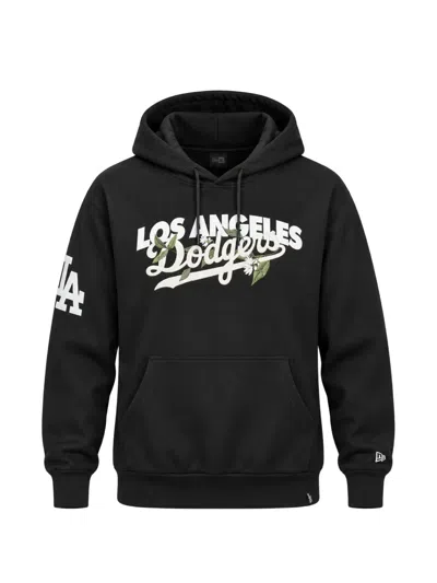 New Era Mlb Los Angeles Dodgers Floral-graphic Hoodie In Black