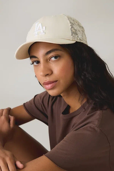 New Era Mlb Los Angeles Dodgers Lace Trucker Hat In Ivory, Women's At Urban Outfitters In Neutral