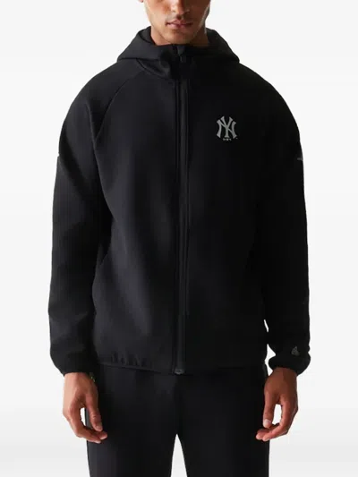 New Era Mlb New York Yankees Logo-print Zip-up Hoodie In Black