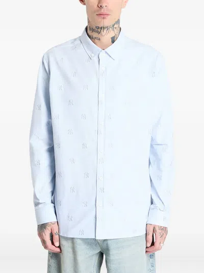 New Era Monogram Embroidered Shirt In Blue