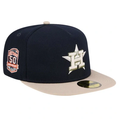 New Era Navy Houston Astros Canvas A-frame 59fifty Fitted Hat