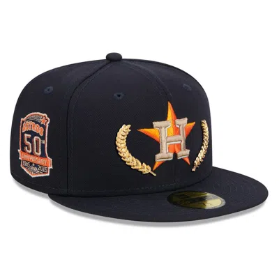 New Era Navy Houston Astros  Gold Leaf 59fifty Fitted Hat