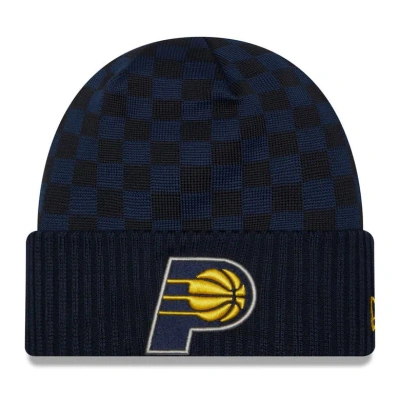 New Era Men's  Navy Indiana Pacers 2024 Nba All-star Game Rally Drive Checkerboard Pattern Cuffed Kni