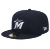 NEW ERA NEW ERA NAVY MIAMI MARLINS WHITE LOGO 59FIFTY FITTED HAT