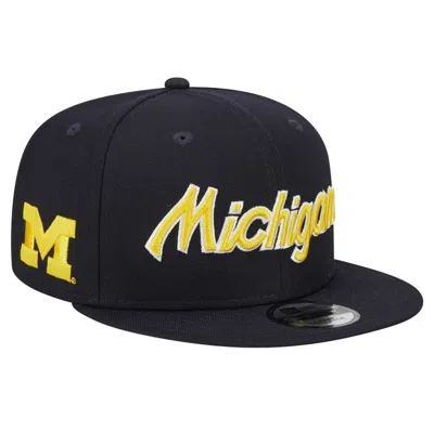 New Era Navy Michigan Wolverines Team Script 9fifty Snapback Hat