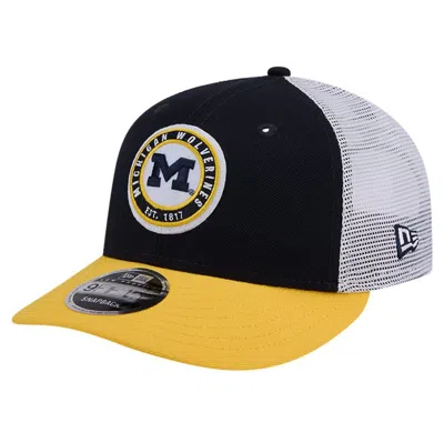 New Era Navy Michigan Wolverines Throwback Circle Patch 9fifty Trucker Snapback Hat