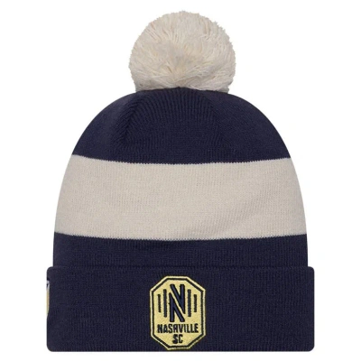 New Era Navy Nashville Sc 2024 Kick Off Collection Cuffed Knit Hat With Pom In Multi